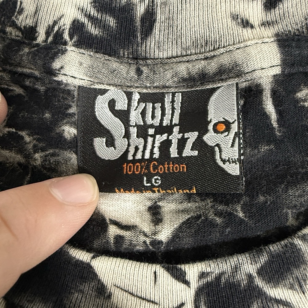 Y2K BIKER Skull Double Sided GRAPHIC Skeleton Black T-shirt Large Hell Time - Picture 5 of 6